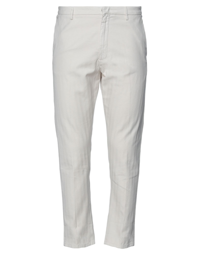 Shop Dondup Man Pants Ivory Size 34 Cotton, Linen, Elastane In White