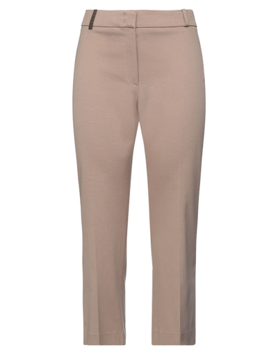 Shop Peserico Cropped Pants In Light Brown