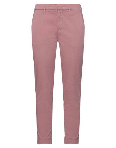 Shop Dondup Woman Cropped Pants Pastel Pink Size 27 Cotton, Elastane