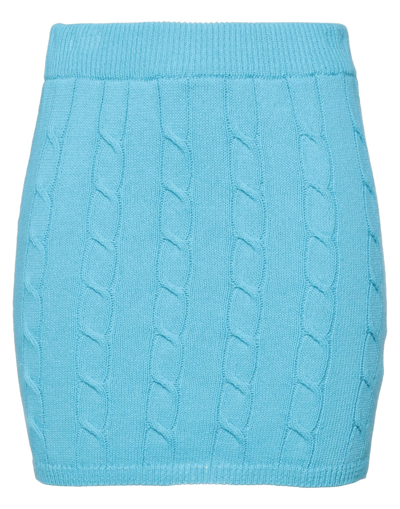 Shop Vicolo Woman Mini Skirt Azure Size Onesize Cotton, Acrylic In Blue