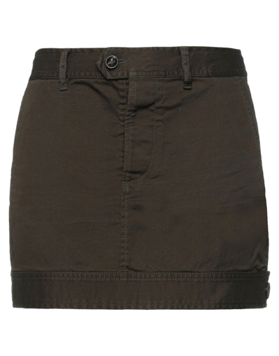 Shop Dsquared2 Woman Mini Skirt Dark Green Size 8 Cotton, Elastane