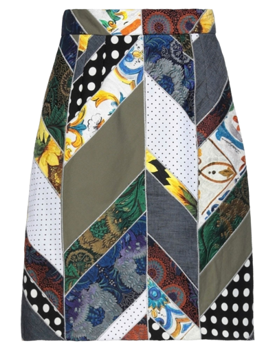 Shop Dolce & Gabbana Woman Midi Skirt Military Green Size 4 Cotton, Polyester, Synthetic Fibers, Silk, Li