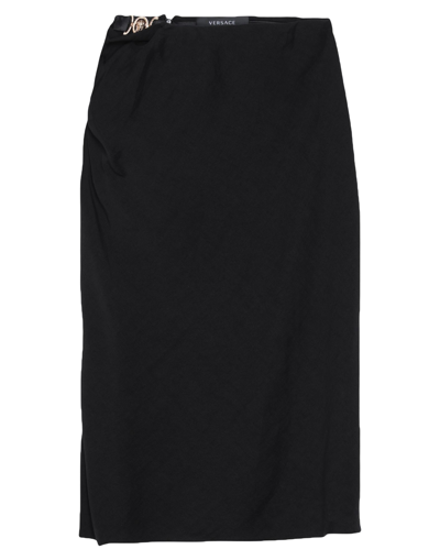 Shop Versace Woman Midi Skirt Black Size 8 Linen, Viscose