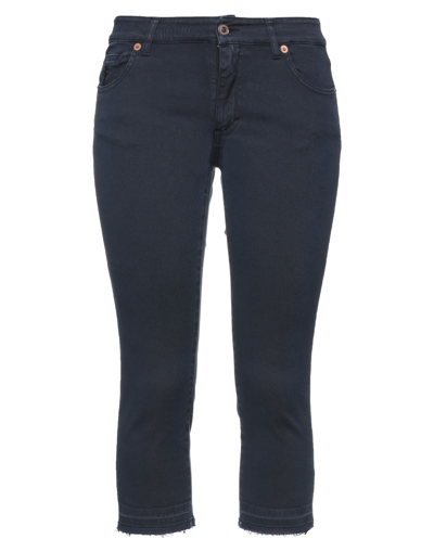 Shop Avantgar Denim By European Culture Woman Cropped Pants Midnight Blue Size 29 Cotton, Polyester, Elas