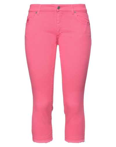 Shop Avantgar Denim By European Culture Woman Cropped Pants Fuchsia Size 30 Cotton, Polyester, Elastane In Pink