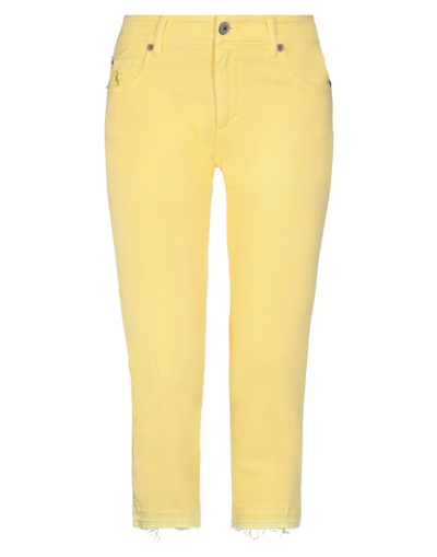 Shop Avantgar Denim By European Culture Woman Cropped Pants Light Yellow Size 27 Cotton, Polyester, Elast