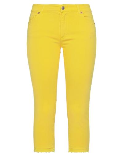 Shop Avantgar Denim By European Culture Woman Pants Yellow Size 29 Cotton, Polyester, Elastane
