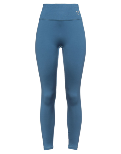 Shop Puma Woman Leggings Slate Blue Size L Polyester, Elastane