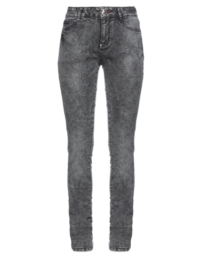 Shop Philipp Plein Woman Jeans Lead Size 27 Cotton, Elastomultiester, Elastane In Grey