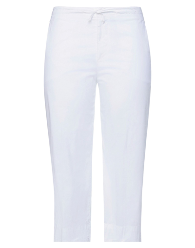 Shop European Culture Woman Cropped Pants White Size Xs Cotton, Elastane