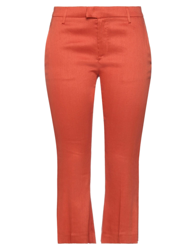 Shop Dondup Woman Pants Rust Size 29 Linen, Viscose, Elastane In Red