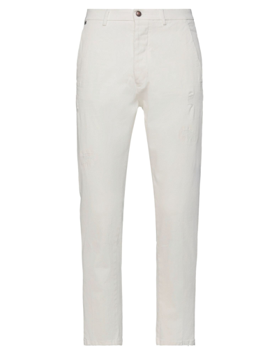 Shop Messagerie Man Pants White Size 36 Cotton, Elastane