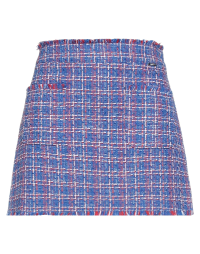 Shop Liu •jo Woman Mini Skirt Bright Blue Size 10 Cotton, Polyester, Elastane