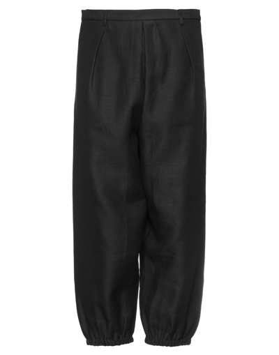 Shop Saint Laurent Man Pants Black Size 32 Linen, Cotton