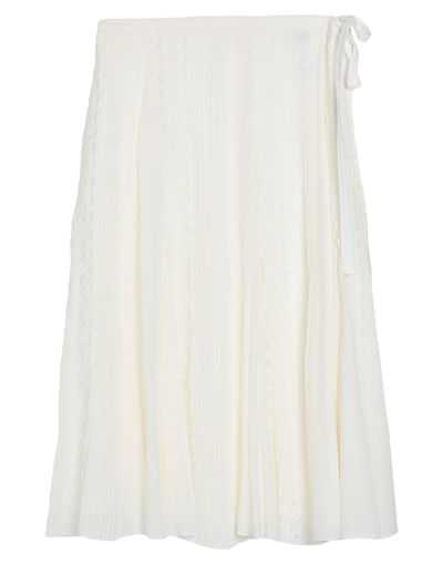 Shop Chloé Woman Midi Skirt White Size 8 Silk, Polyester, Polyamide