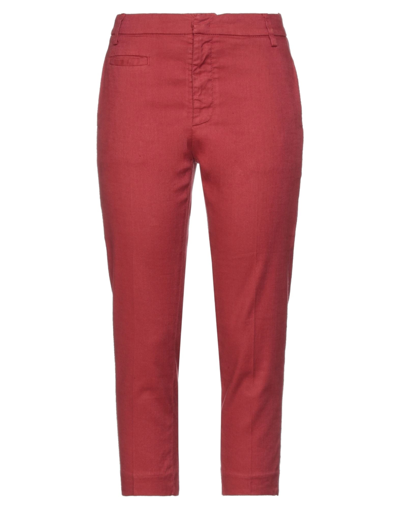 Shop Dondup Woman Pants Rust Size 10 Linen, Cotton, Elastane In Red