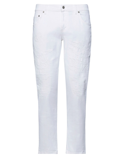 Shop Dondup Man Jeans White Size 29 Cotton, Elastomultiester, Elastane