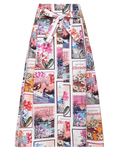 Shop Shirtaporter Woman Midi Skirt Fuchsia Size 6 Cotton In Pink