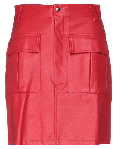 Shop Odi Et Amo Woman Mini Skirt Red Size Xs Polyurethane, Viscose, Polyester