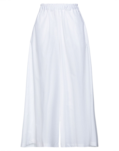 Shop Biancoghiaccio Woman Pants White Size 8 Cotton