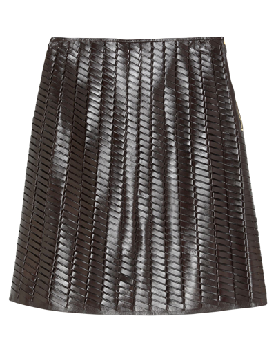 Shop Bottega Veneta Woman Midi Skirt Dark Brown Size 6 Lambskin