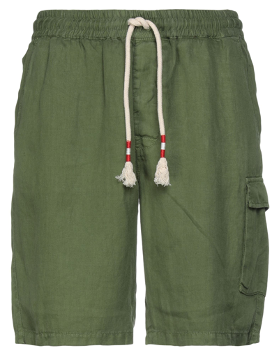 Shop Mc2 Saint Barth Man Shorts & Bermuda Shorts Military Green Size L Linen