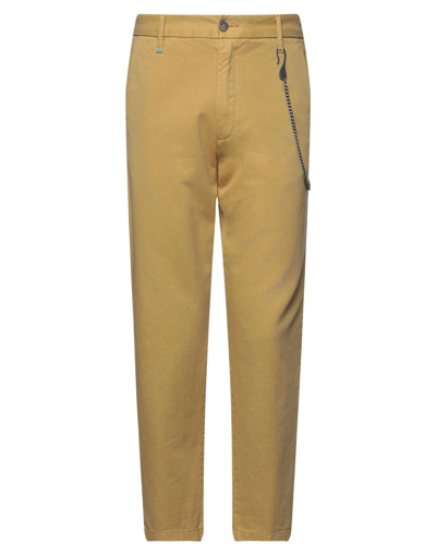 Shop Berna Man Pants Ocher Size 32 Cotton In Yellow