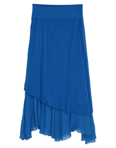 Shop European Culture Woman Midi Skirt Bright Blue Size Xs Cotton, Elastane