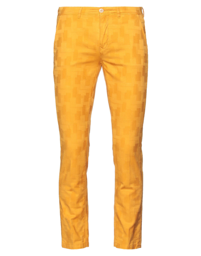 Shop Siviglia White Woman Pants Ocher Size 28 Cotton, Elastane In Yellow