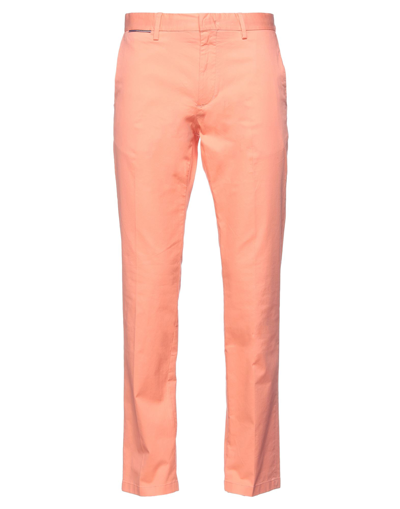 Shop Tommy Hilfiger Man Pants Salmon Pink Size 31w-32l Cotton, Elastane