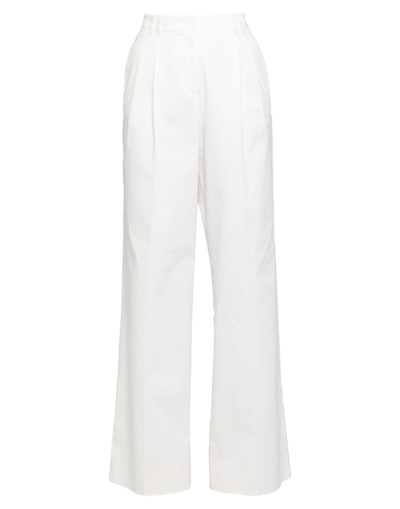 Shop Agnona Woman Pants White Size 6 Cotton, Elastane