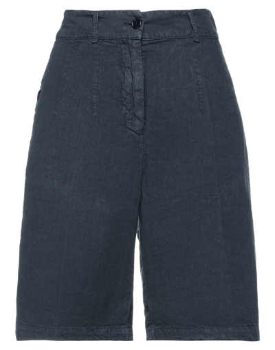 Shop Aspesi Woman Shorts & Bermuda Shorts Midnight Blue Size 4 Linen