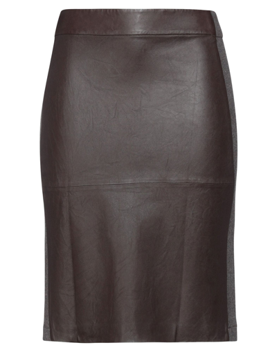 Shop Fabiana Filippi Woman Midi Skirt Dark Brown Size 12 Soft Leather