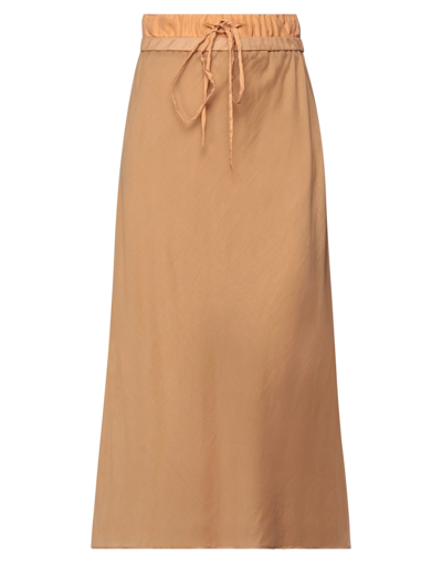 Shop Alysi Woman Midi Skirt Camel Size 0 Cotton, Silk In Beige