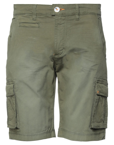 Shop Sseinse Man Shorts & Bermuda Shorts Military Green Size 38 Cotton, Elastane