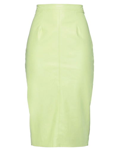Shop Elisabetta Franchi Woman Midi Skirt Acid Green Size 4 Polyester, Polyurethane Coated, Polyamide, Ela