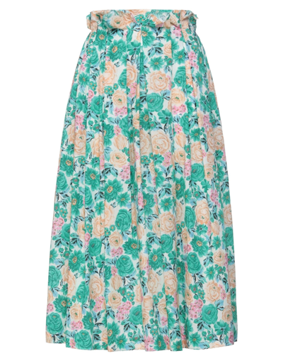 Shop Jucca Woman Midi Skirt Green Size 4 Cotton, Elastane