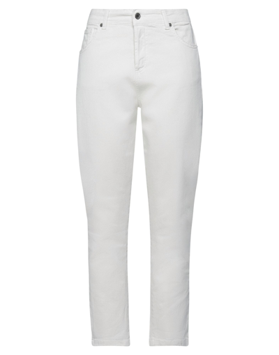 Shop Souvenir Woman Pants White Size L Cotton, Elastane