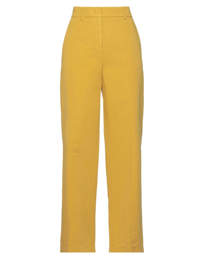 Shop Slowear Incotex Woman Pants Ocher Size 8 Cotton, Linen In Yellow