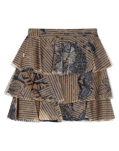Shop Jijil Woman Mini Skirt Beige Size 8 Polyester, Cotton, Nylon, Polyamide