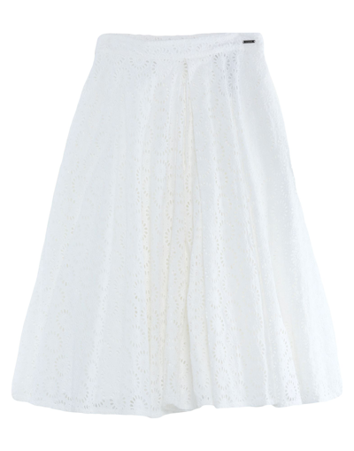 Shop Guess Woman Midi Skirt White Size S Cotton