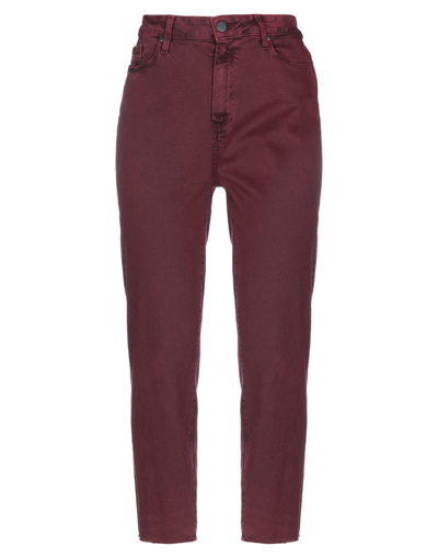 Shop Paige Woman Jeans Burgundy Size 31 Cotton, Elastane In Red
