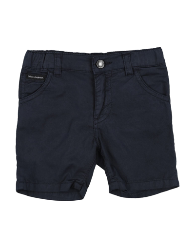 Shop Dolce & Gabbana Newborn Boy Shorts & Bermuda Shorts Midnight Blue Size 3 Cotton, Bovine Leather