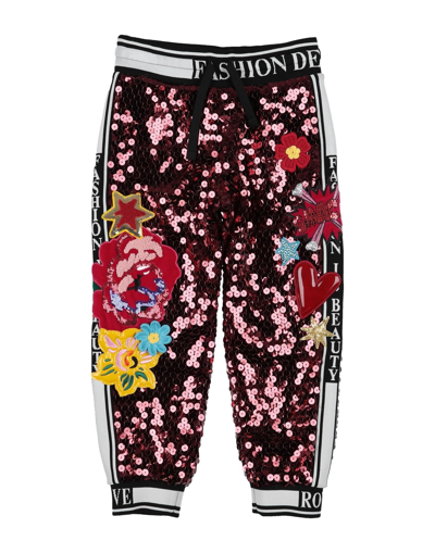 Shop Dolce & Gabbana Toddler Girl Pants Burgundy Size 6 Polyester, Cotton, Viscose, Acrylic, Crystal In Maroon