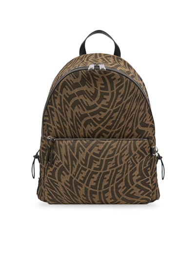 Shop Fendi Large Ff Vertigo Backpack In Brown