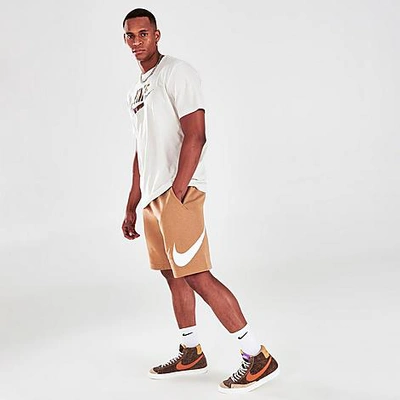 Shop Nike Men's Sportswear Club Graphic Shorts In Dark Driftwood/dark Driftwood