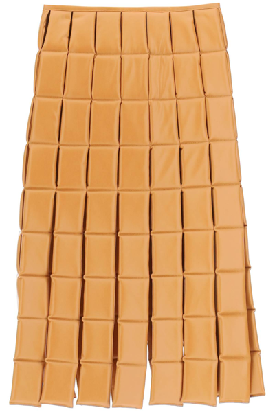 Shop A.w.a.k.e. Quilted Vegan Leather Midi Skirt In Orange