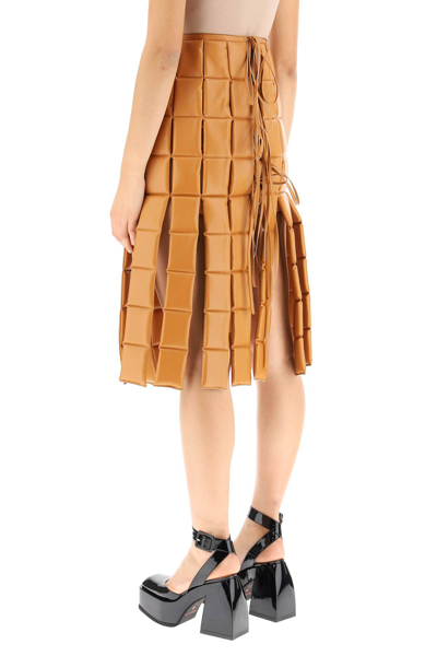 Shop A.w.a.k.e. Quilted Vegan Leather Midi Skirt In Orange