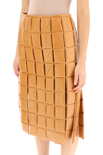 Shop A.w.a.k.e. Quilted Vegan Leather Midi Skirt In Orange