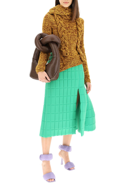 Shop A.w.a.k.e. Quilted Skirt With Side Pleated Detail In Green